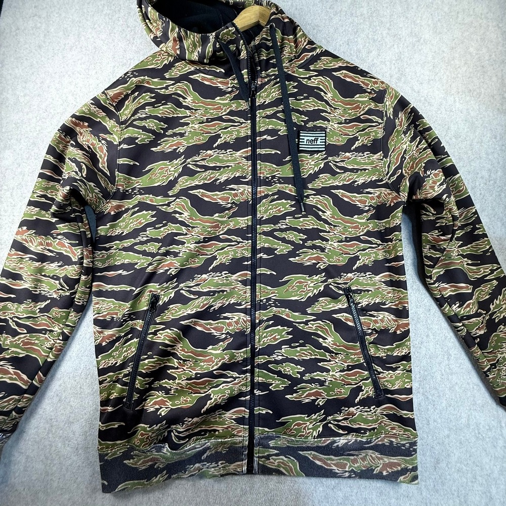 Neff Shredder Hoodie Mens XL Tiger Stripe Camo Full Zip Fleece Technical Jacket